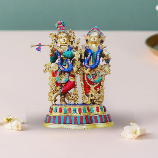Brass Radha Krishna With Base God Statue 10.83Kg - PUSHMYCART