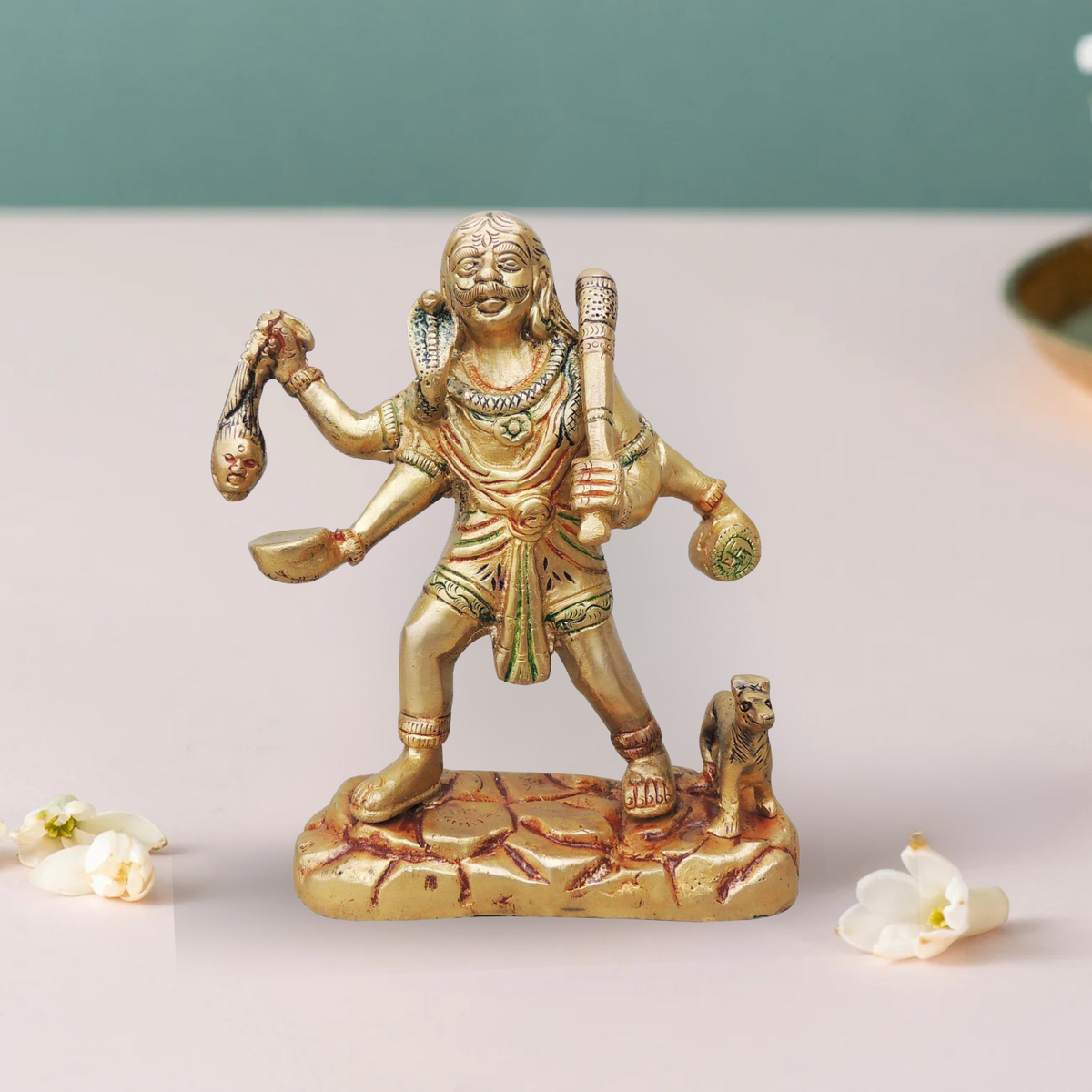 Brass Bhairav Baba Statue 1.435Kg - PUSHMYCART