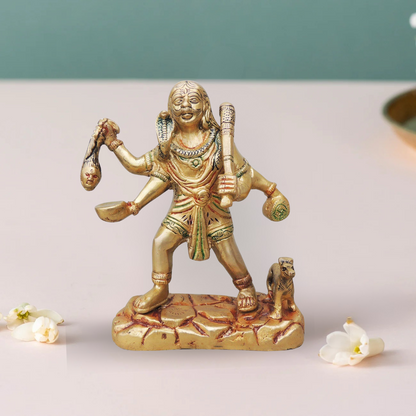 Brass Bhairav Baba Statue 1.435Kg - PUSHMYCART
