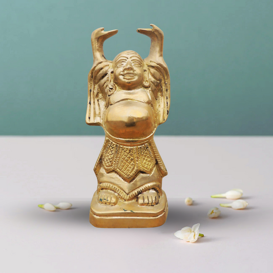 Brass Laughing Buddha Plain Statue 1.44Kg - PUSHMYCART