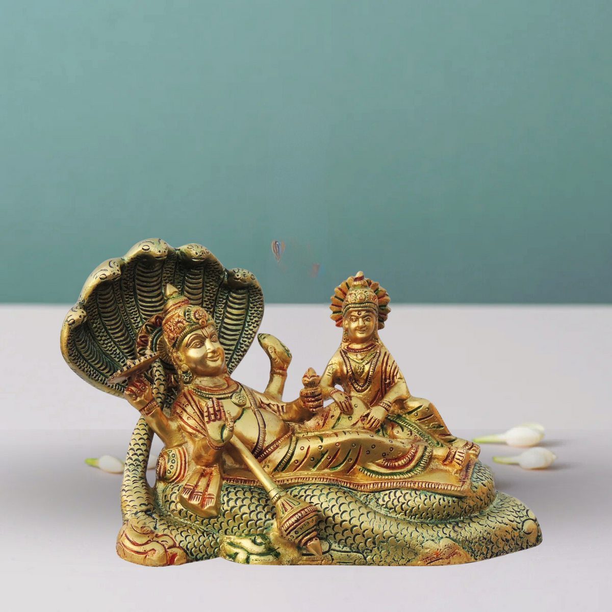 Brass Vishnu Laxmi With Shesnag Statue 4.2Kg - PUSHMYCART