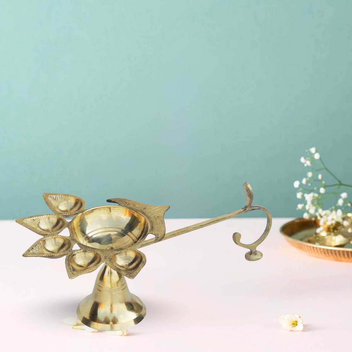 Brass Table Oil Lamp Deep Jyoti 0.4Kg - PUSHMYCART
