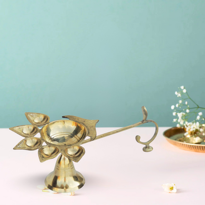 Brass Table Oil Lamp Deep Jyoti 0.4Kg - PUSHMYCART