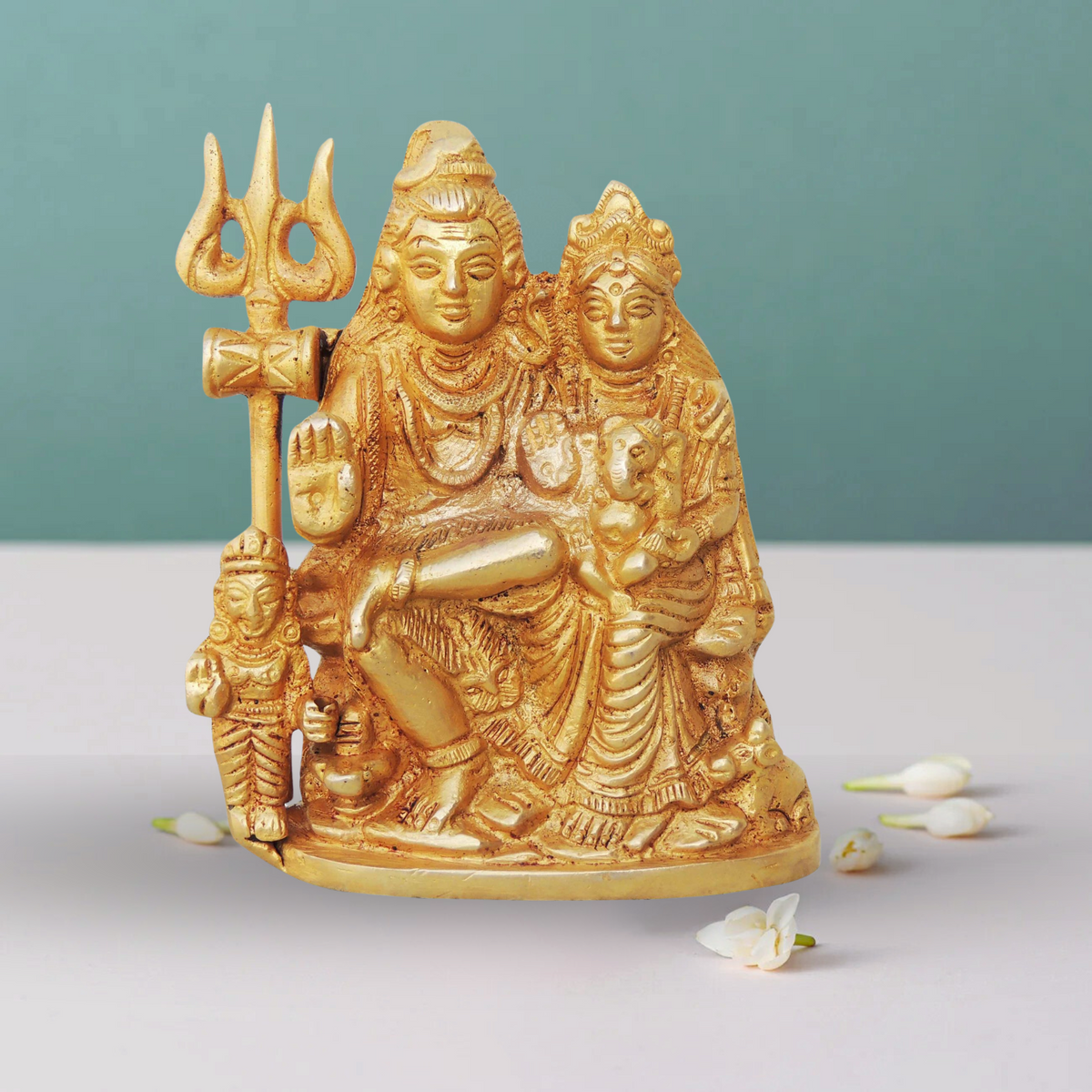 Brass Shiv Parivar Idol Statue 0.86Kg - PUSHMYCART