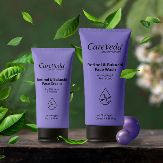 CareVeda Retinol Bakuchi Face Wash 100g and Face Cream 50g Set of 2