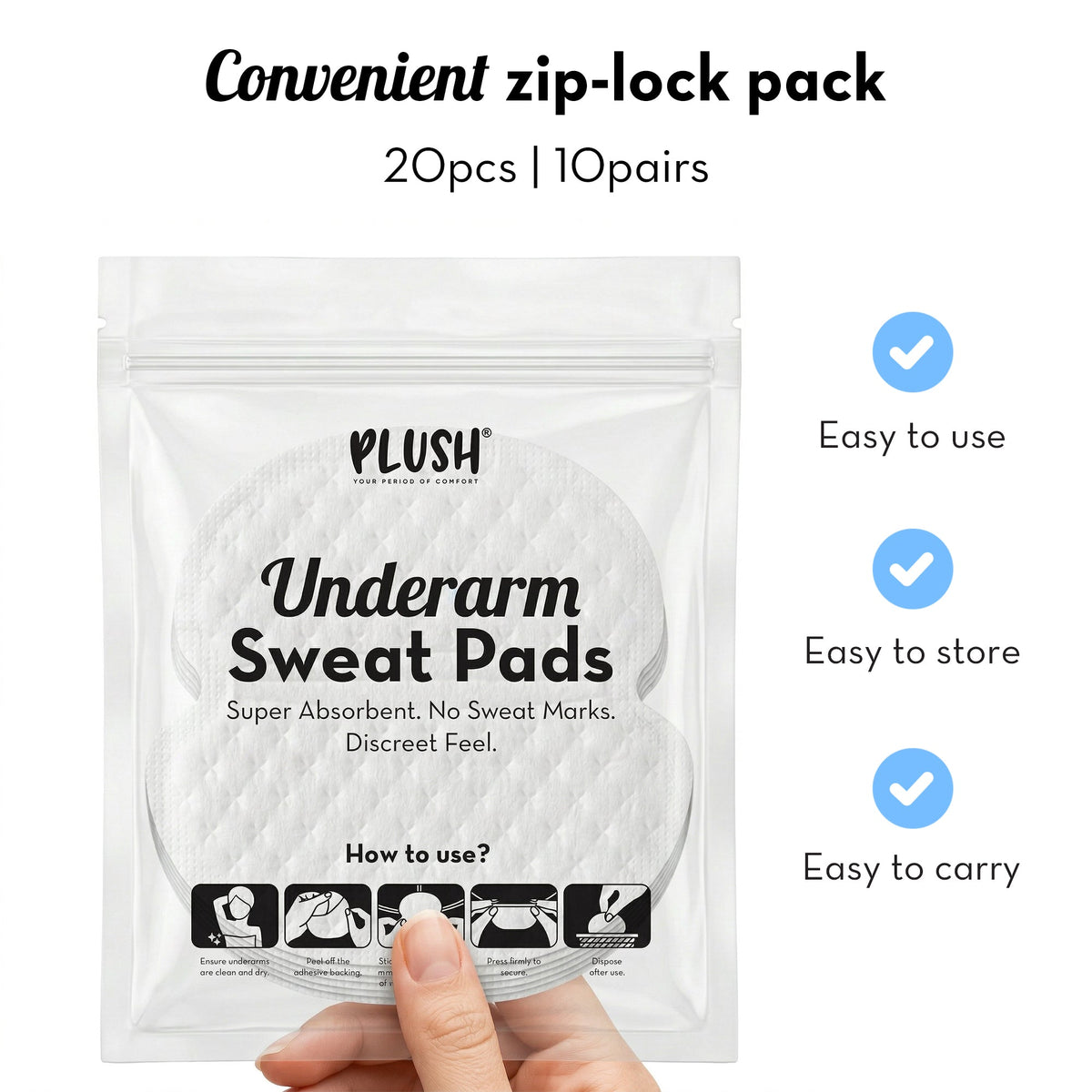 Plush Underarm Sweat Pads Pack of 20