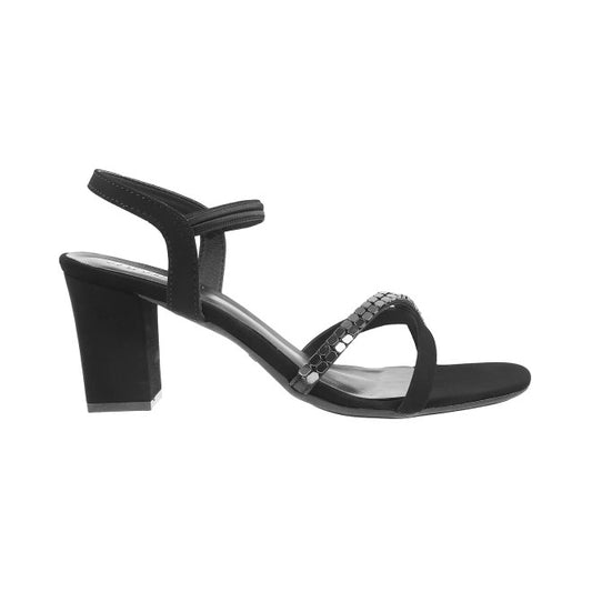 Mochi Black Party Block Heel Sandals for Women Style 40-902442