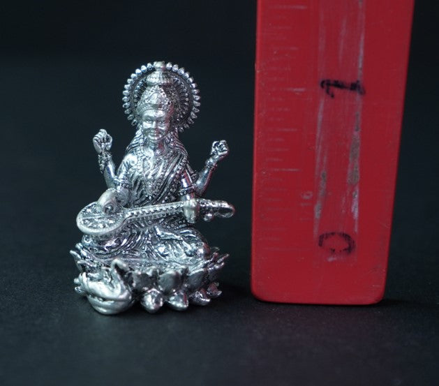 Pure Silver Antique Saraswathi Devi 40.58g By Mahita Collections - PUSHMYCART