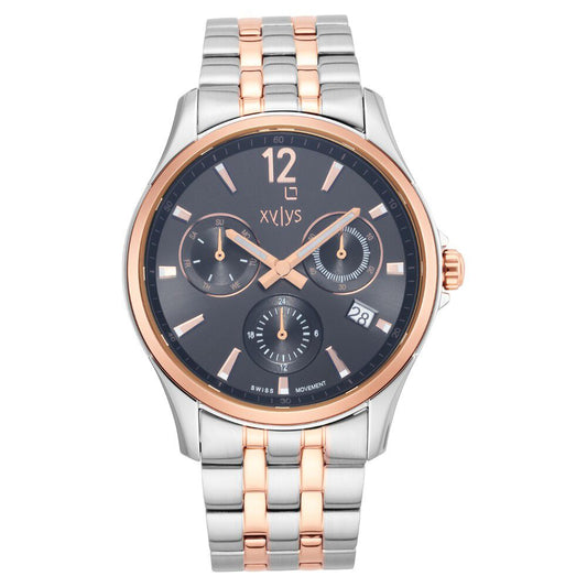 Xylys Classic Multifunction Grey Dial Two Toned Stainless Steel Strap Watch For Men