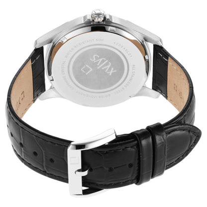 Xylys Swiss Multifunction Black Leather Strap Black Dial Watch For Men