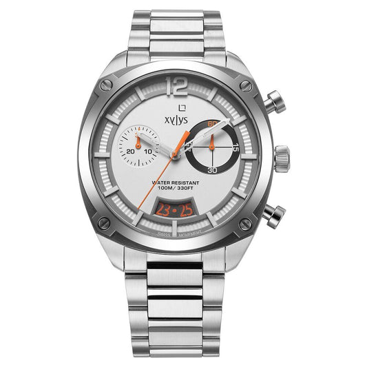 Xylys Swiss Chronograph Silver Stainless Steel Strap White Dial Watch For Men - image 1