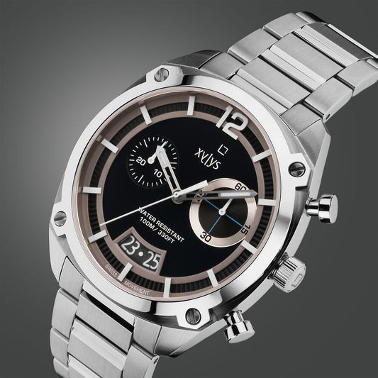 Xylys Swiss Chronograph Silver Stainless Steel Strap Blue Dial Watch For Men