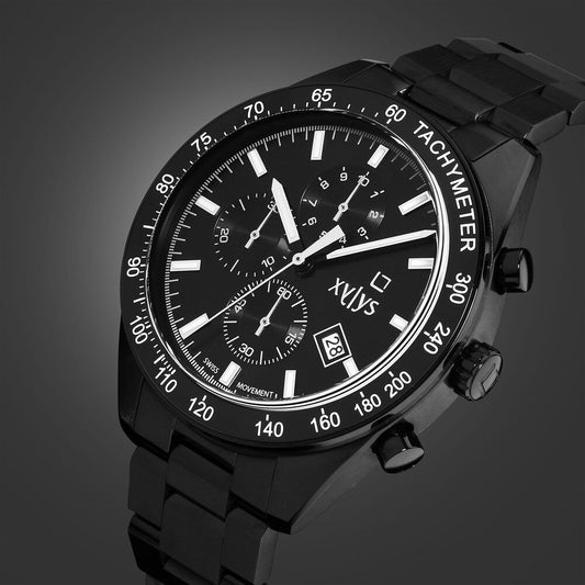 Xylys Velocita Swiss Chronograph Stainless Steel Black Dial Watch for Men
