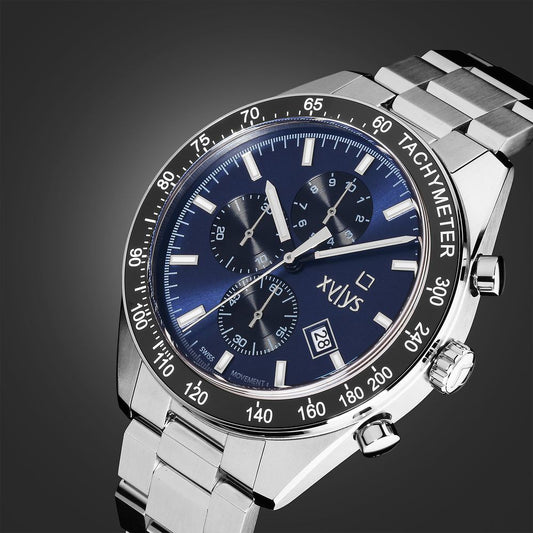 Xylys Velocita Swiss Chronograph Stainless Steel Blue Dial Watch for Men