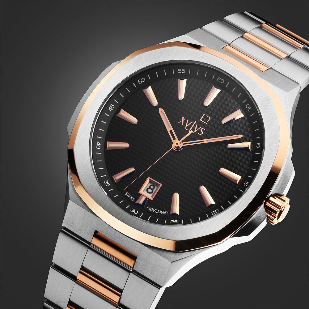 Xylys Integra Swiss Analog Stainless Steel Black Dial Watch for Men