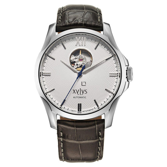 Xylys Automatic Analog White Dial Grey Leather Strap Watch For Men - image 1
