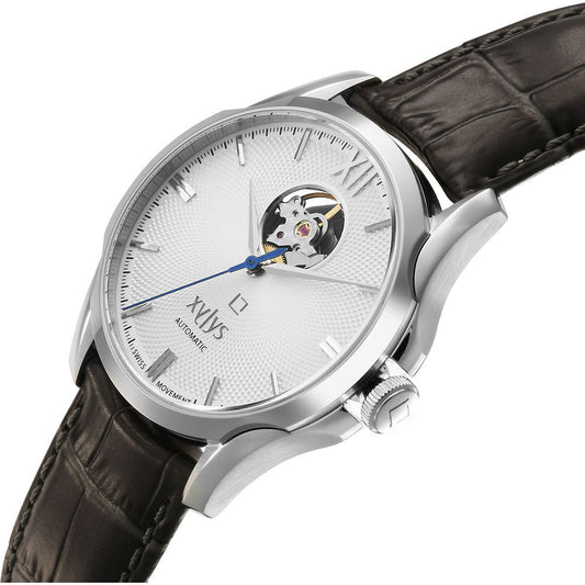 Xylys Automatic Analog White Dial Grey Leather Strap Watch For Men