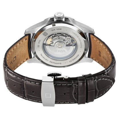 Xylys Automatic Analog White Dial Grey Leather Strap Watch For Men