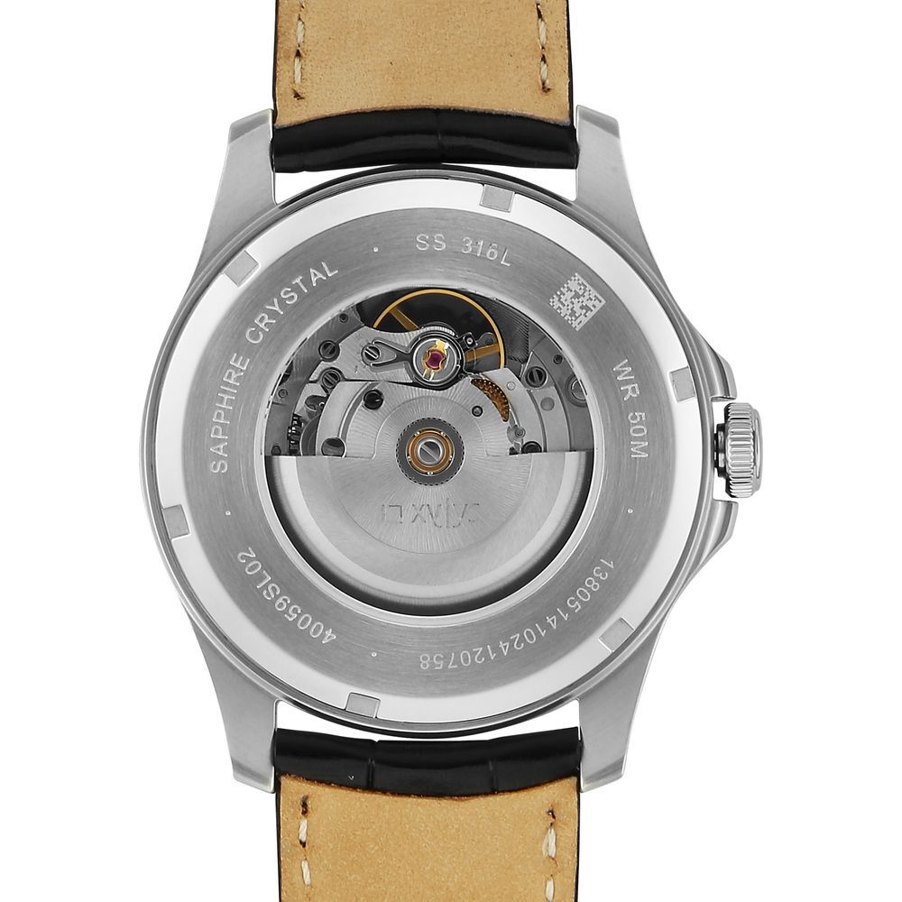 Xylys Automatic Analog Grey Dial Black Leather Strap Watch For Men