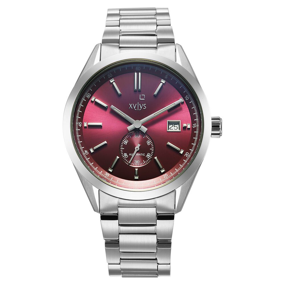 Xylys Automatic Maroon Dial Silver Stainless Steel Strap Watch For Men - image 1