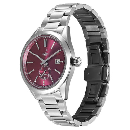Xylys Automatic Maroon Dial Silver Stainless Steel Strap Watch For Men