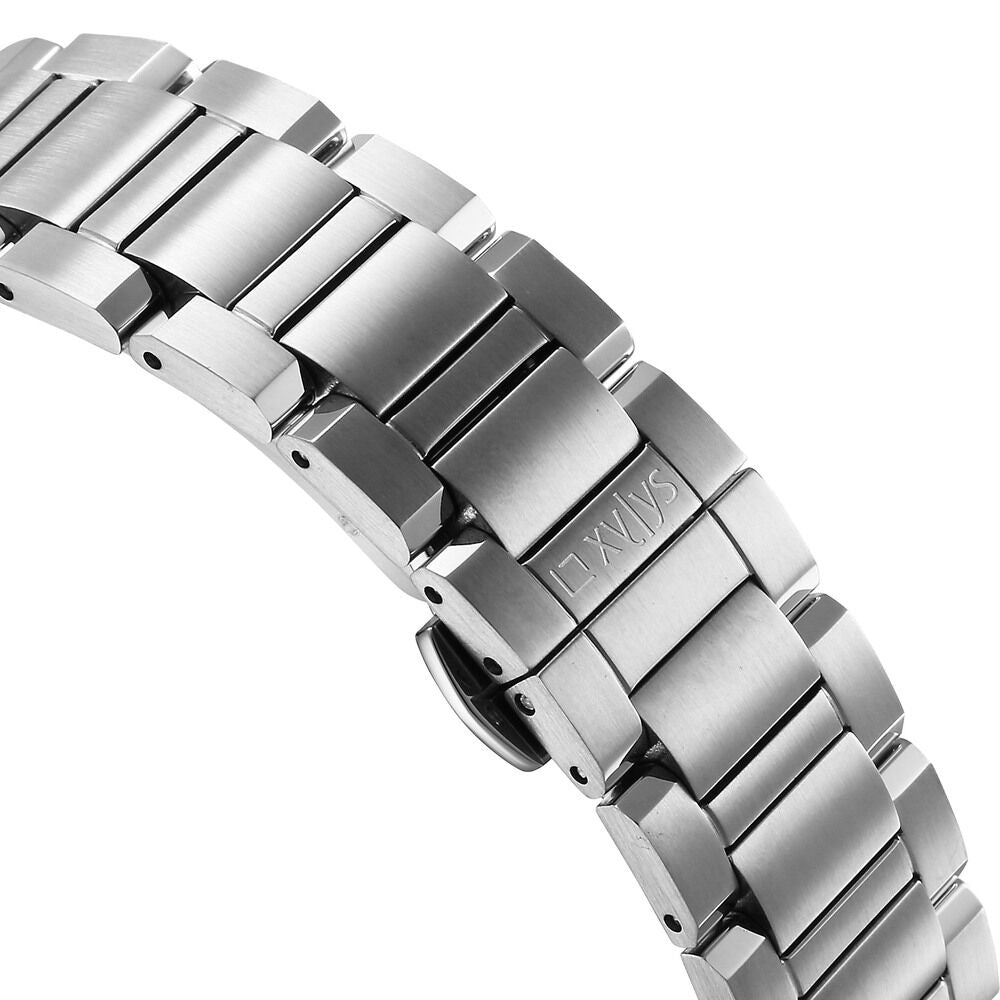 Xylys Automatic Maroon Dial Silver Stainless Steel Strap Watch For Men