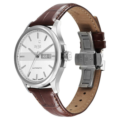 Xylys Automatic Silver Dial Brown Leather Strap Watch For Men
