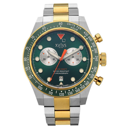Xylys Aurelius Quartz Chronograph Green Dial Two Tones Stainless Steel Strap Watch For Men - image 1