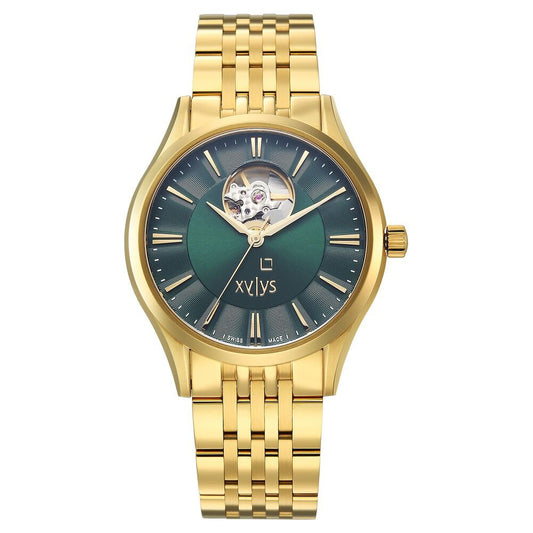 Xylys Belvedere Automatic Green Dial Golden Stainless Steel Strap Watch For Men - image 1