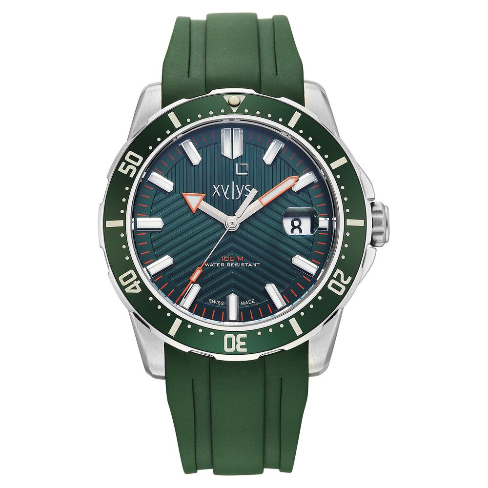 Xylys DiveX Quartz Analog Green Dial with Green Silicone Strap Watch for Men - image 1