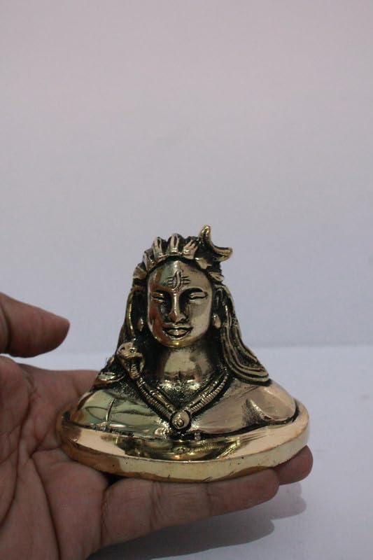 Brass Adiyogi Shiva Statue 661gm - PUSHMYCART