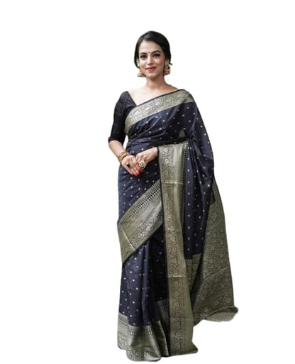 Vasthrlay Black Banarasi Traditional Saree for festive ethnic occasions