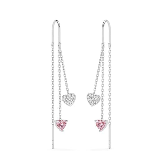 CLARA 925 Sterling Silver Sui Dhaga Threader Earrings Heart