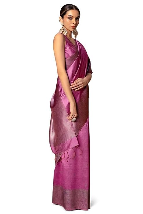 Vasthrlay Purple Traditional Saree with elegant Tussar styling
