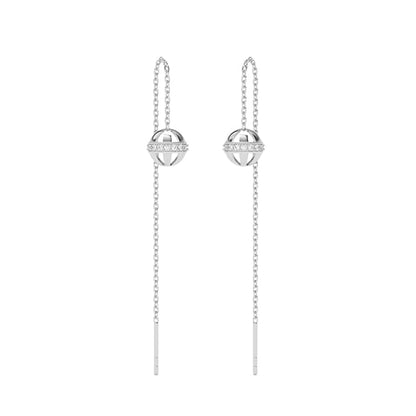 CLARA 925 Sterling Silver Sui Dhaga Threader Earrings Ball