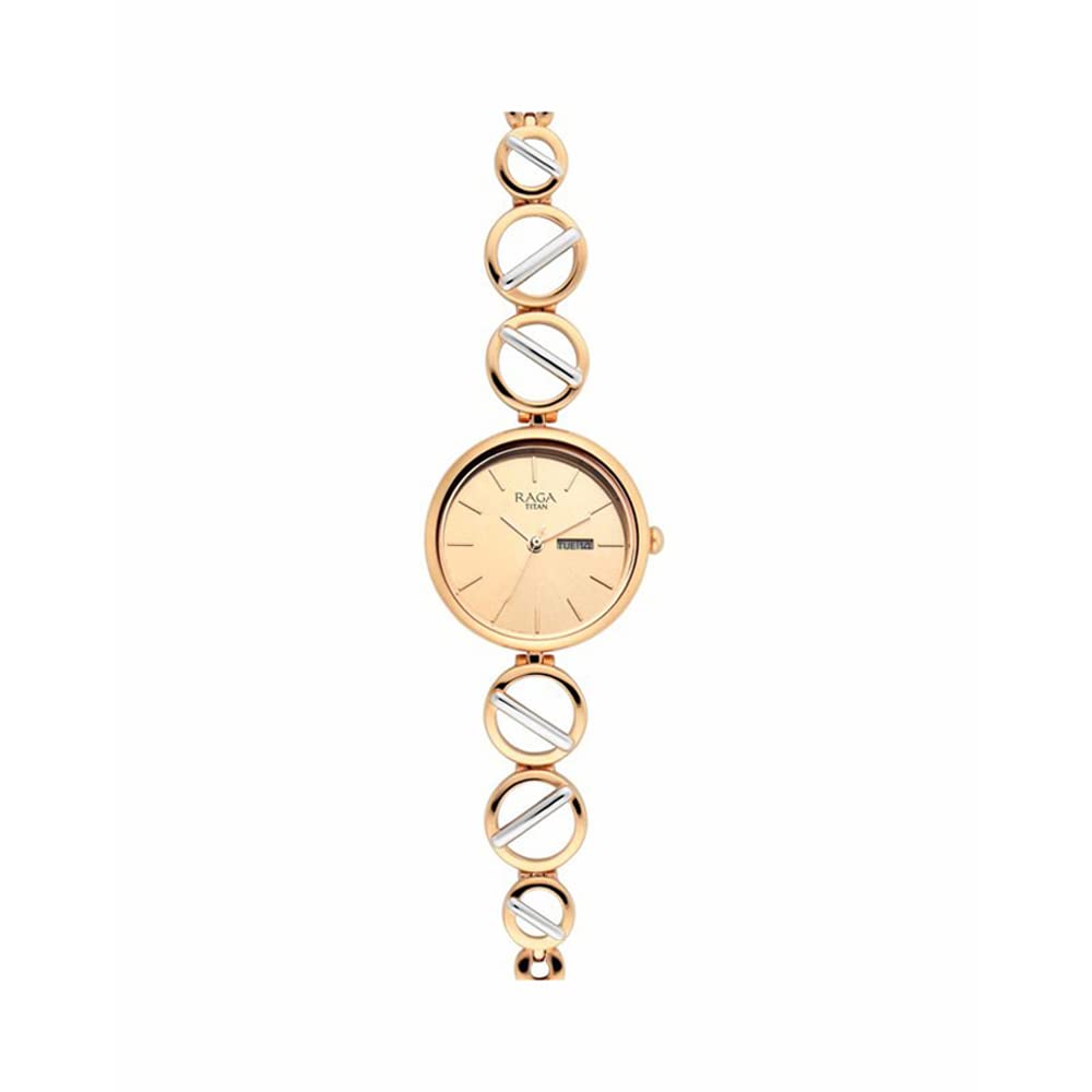 Titan Raga Viva Rose Gold Dial Women Watch With Metal Strap-NS2644KM02