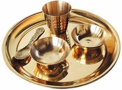 Brass Laddu Gopal Thali Set 0.06Kg - PUSHMYCART