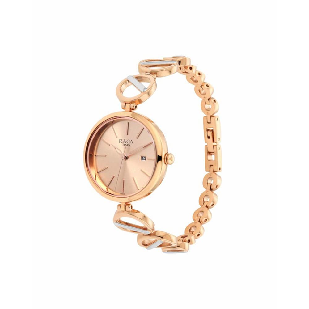 Titan Raga Viva Rose Gold Dial Women Watch With Metal Strap-NS2644KM02