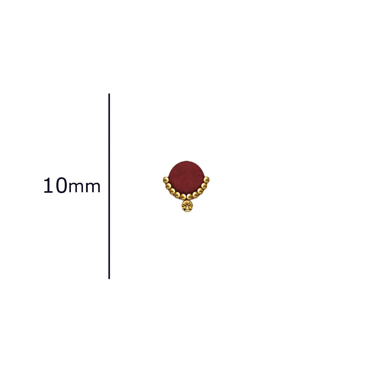 Comet Busters Handcrafted Maroon Round Bindis with Gold Trim 10 mm