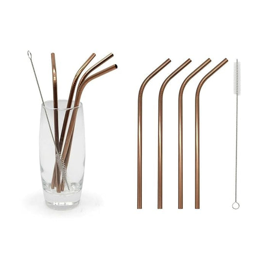 TUGS Copper Drinking Straws Straight or Bent 8 Inch 8 mm Set of 5