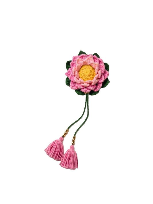 Handmade Crochet Lotus Bag Charm - image 1