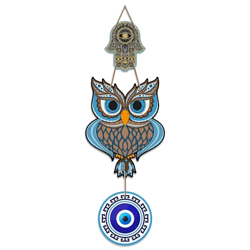 Artvibes Owl Shape Luck Prosperity MDF Wood Wall Hanger Ornaments For Vastu For Home Decoration