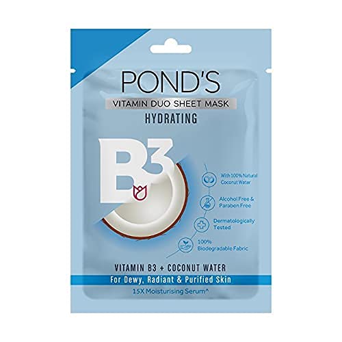 ponds hydrating sheet mask with natural coconut water and vitamin b3