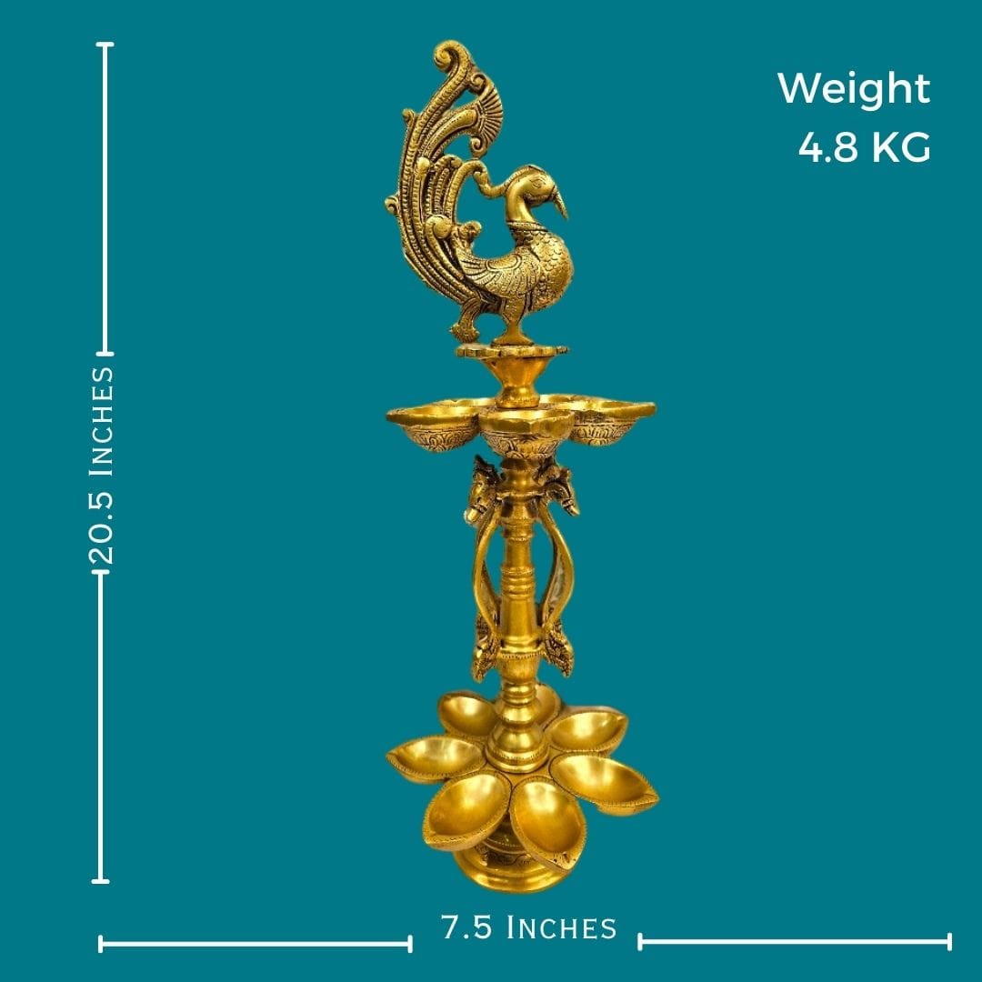 Tamas brass Peacock Auspicious Puja Lamp/Diya/Deepak/Deepam - PUSHMYCART