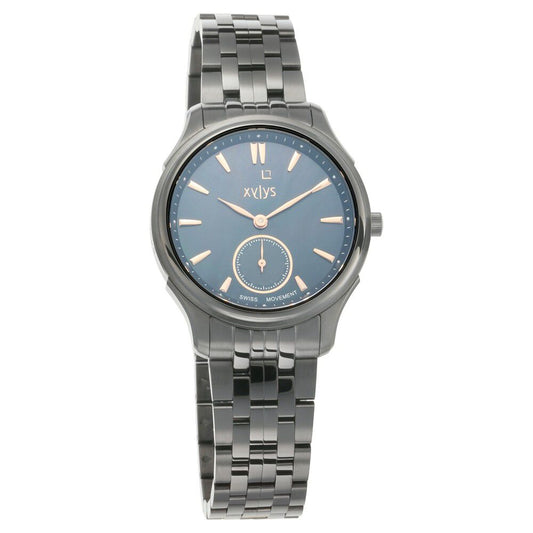 Xylys Swiss Analog Black Stainless Steel Strap Mother of Pearl Dial Watch For Women