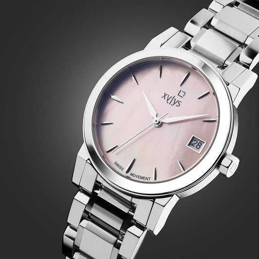 Xylys Ethereum Swiss Analog Stainless Steel Pink Dial Watch for Women