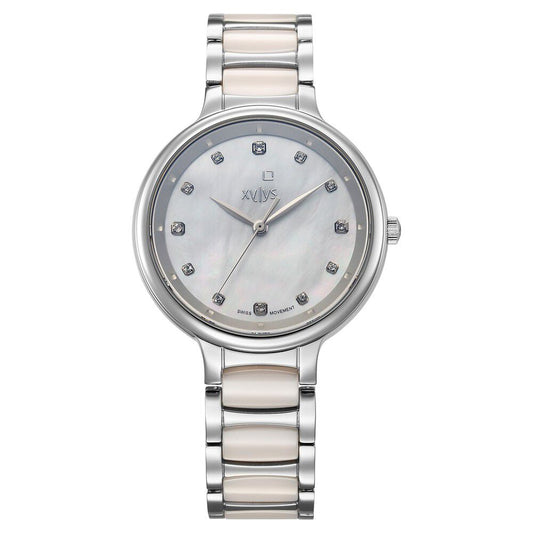 Xylys Swiss Analog Pink Steel And Ceramic Strap White Dial Watch For Women - image 1