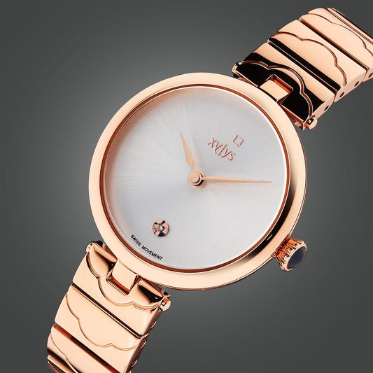 Xylys Swiss Analog Rose Gold Stainless Steel Strap Silver Dial Watch For Women - image 1