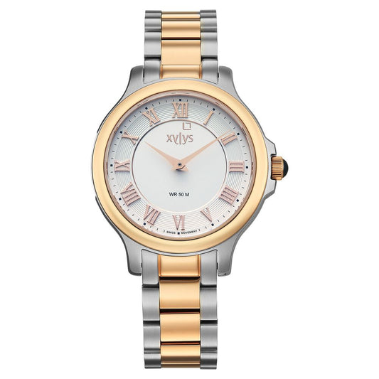 Xylys Genevieve Quartz Analog White Dial Two Tones Stainless Steel Strap Watch For Women - image 1