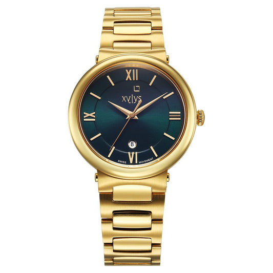 Xylys Quartz Analog with Date Green Dial Golden Stainless Steel Strap Watch For Women - image 1